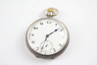 STERLING SILVER Gents Vintage Open Face POCKET WATCH Hand-Wind WORKING 845309