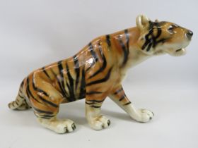 Large vintage Royal Dux Bengal Tiger which measures 10" tall and 18" long.