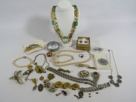 Mixed costume Jewellery lot including 2 silver st Christopher pendants.