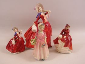 Royal Doulton figurines Autumn Breeze large and small, Tinkle bell and Emma.