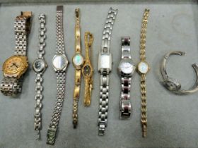 Selection of Ladies quartz watches with metal straps, will need batteries to run. See photos.