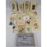 Selection of Early 20th Century Greetings cards plus old Christmas Card box. See photos. PA1948