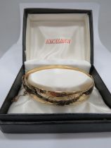Excalibur 12ct Rolled Gold bangle with safety chain and original box. See photos.