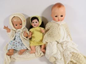 Vintage dolls by Rosebud plus one othe English made doll together with a German made koppelsdorf dol