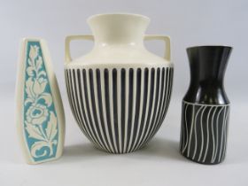 3 Pieces of mid century Hornsea pottery. John Clappison designed etc.