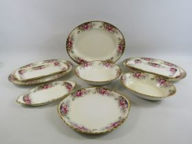 9 pieces Royal Albert Autumn Roses Oval serving plates, sandwich plates etc, all 1st & 2nd quality.