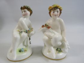 2 Limited Edition Royal Crown Derby Figurines The Infant seasons by Mark Delf Summer & Spring.