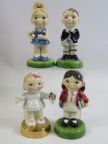 4 Limited Edition Carltonware kids figurines Schoolboy, School girl, Spice girl and Bride. 4.5"