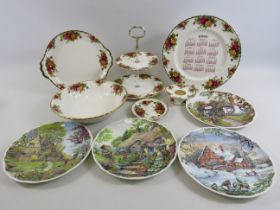 6 pieces of Royal Albert Old Country roses and 4 Royal Albert "Dream cottages" plates