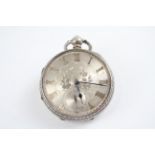 STERLING SILVER Gents Antique Fusee POCKET WATCH Key-Wind WORKING 404285
