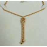 18ct Twist rope neck chain with knot style pendant woven in.  Overall length  22 inches. Total weigh