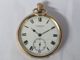 WALTHAM Gents Rolled Gold Open Face POCKET WATCH Hand-wind WORKING 404795