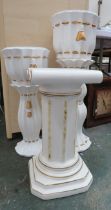 2 Jardineres and a ceramic pillar plant stand. Collection or courier only!.