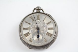 STERLING SILVER Gents Antique Fusee POCKET WATCH Key-Wind Requires Repair 404872
