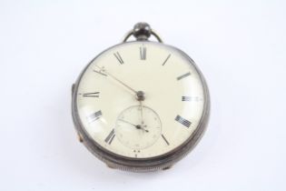 STERLING SILVER Gents Antique Fusee POCKET WATCH Key-Wind Requires Service 404279