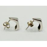 Pair of White Gold, Semi Hexagonal earrings approx 15mm  long.   1.6g comes with fasteners and origi