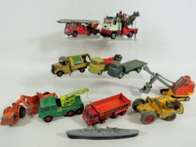 Selection of heavily playworn Corgi and Matchbox die cast metal models . See photos.