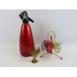 Sparklets soda syphon, retro shot glass set etc.