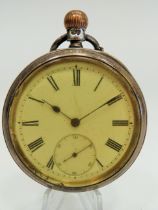 Silver Cased Pocket watch with Chester hallmarks, Subsidary dial, Crown Wind. Working order. See pho
