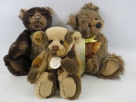 3 Charlie bear teddies Bruce CB0104658, Ella CB194342 & Philip CB 114748B.