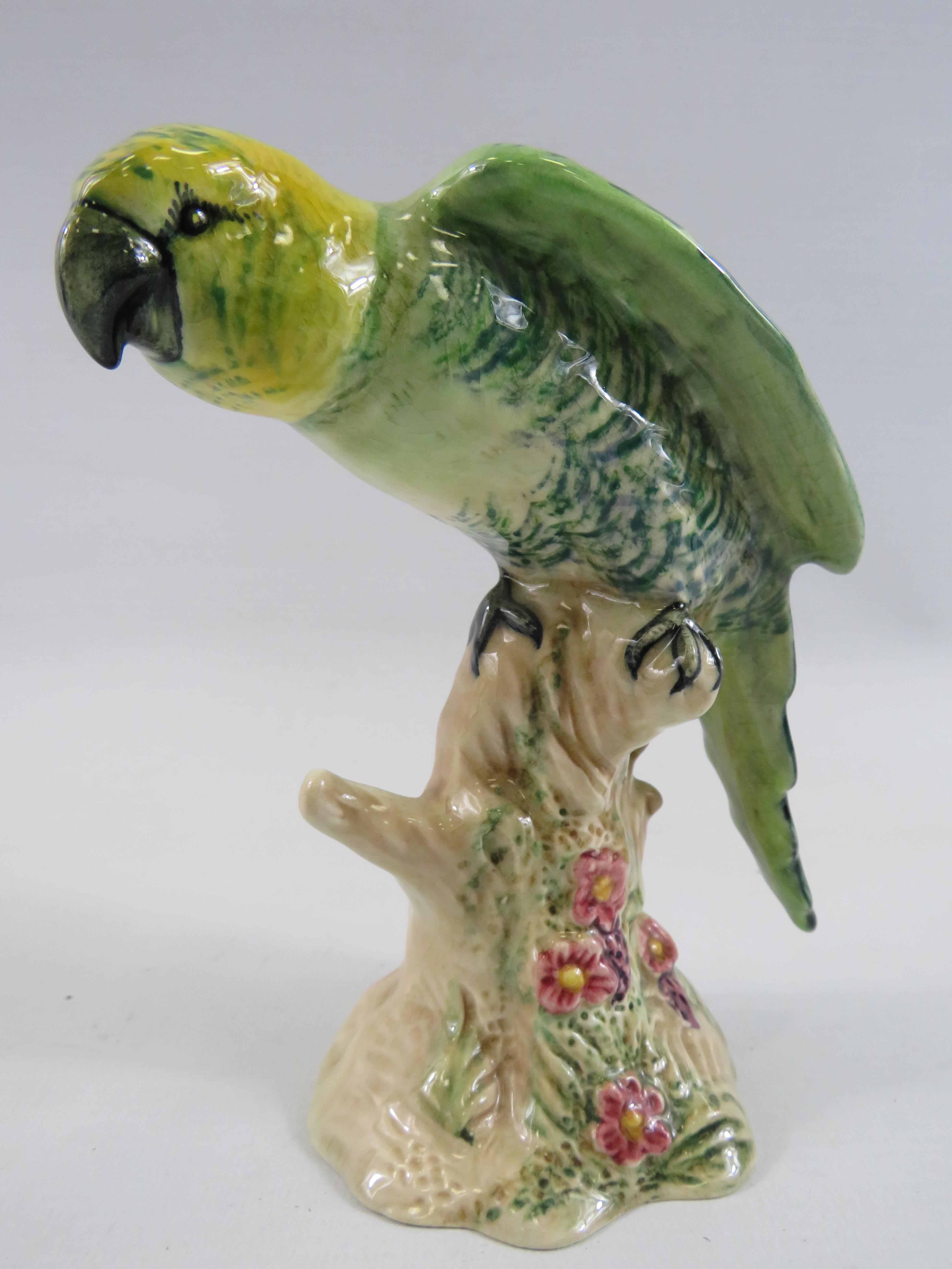 Beswick green parrot figurine, model no 930. approx 6" tall.