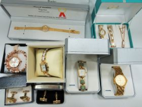 Selection of mostly ladies quartz watches. All require batteries to run. See photos.