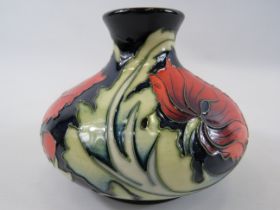 Moorcroft Squat poppy vase 2009, approx 4 1/4" tall.