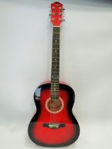 Beautiufully made Martin Smith Accoustic Six string Guitar with Rock Jam soft carry case. See photos