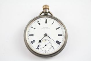 STERLING SILVER Gents Vintage Open Face POCKET WATCH Hand-Wind WORKING 404724