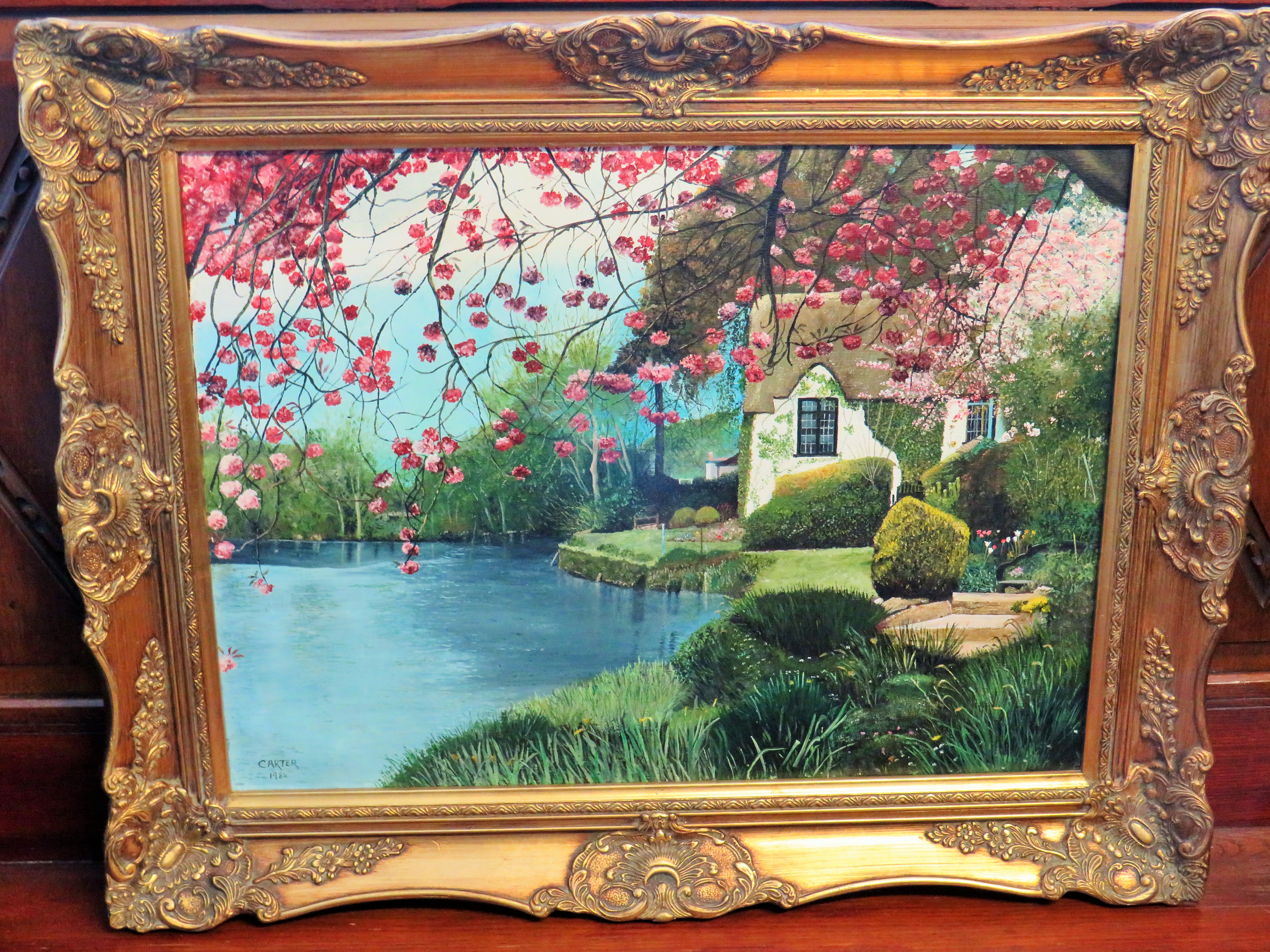 Beautifully painted Oil on Canvas of an Idyllic Riverside Cottage.  Bears the Signature and Date:  C - Image 2 of 3