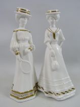 2 Spode figurines Lily and Alexzandra by Pauline Shone, approx 9.5" tall.