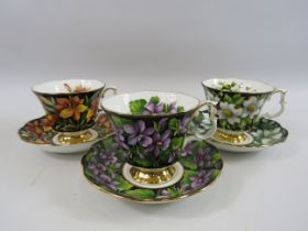 3 Royal Albert provincial flowers cups and saucers.