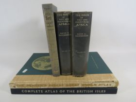 World Atlas, British Isles Atlas and 3 Bird books.