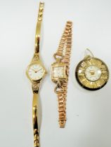 Three ladies watches, 17 jewell swiss made, Accurist quartz watch plus a Pendant watch . All non ru