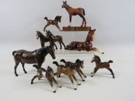 Small beswick Mare figurine 8 foals and a Sylvac foal.