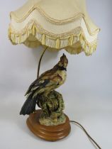Riccardo Pennati Italian figural lamp of a jay bird, 21" to the top of the lamp fitting and comes