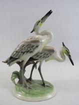 Austrian Keramos figurine of two Herons, approx 9" tall.