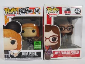 Two Funko Pops models. Number 945 Scott Pilgrim Kit pine plus Number 42 Big Bang Theory Amy Farra