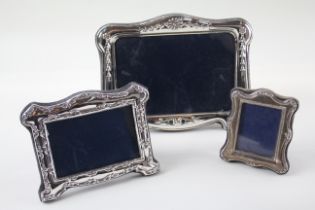 3 x Vintage Hallmarked .925 STERLING SILVER Photo Frames 369g 2346078