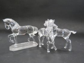 2 Swarovski crystal horse figurines, Stallion and pair of foals.