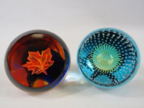 2 Caithness limited edition paperweights ""Autumn Illusion"" 156/650 and 2001 ""Submersion"".