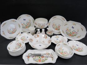 Large Selection of Aynsley Ceramics in the Cottage Garden Pattern, Bowls, Plates, Knife & Fork Set,