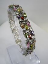 925 Silver multi gem bracelet.