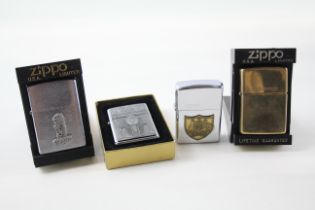 4 x Zippo Lighters Inc Vintage Egyptian King Pewter Solid Brass Singapore Etc 549546