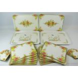 Two Aynsley Plastic Trays in the Cottage Garden pattern together with other Melamime place mats/coas