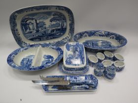 16 Pieces of Spode Blue Italian dinnerware items.