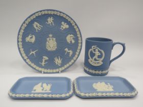4 Pieces of Wedgwood Jasperware including Olympiad plate and tankard.