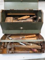 Tool box and selection of vintage tools.