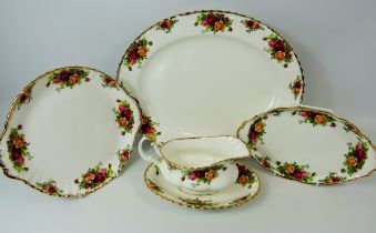 Selection of Royal Albert Dinnerware in the Old Country Roses Pattern, Large Oval Plate 12 x 15 i