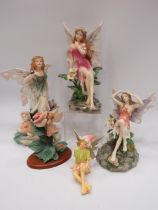 5 Fairy figurines, the tallest measures 10.5". One does have damage to a butterfly see pics.